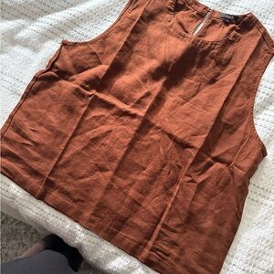 NWOT 100% Linen Quince Brown Tank Top